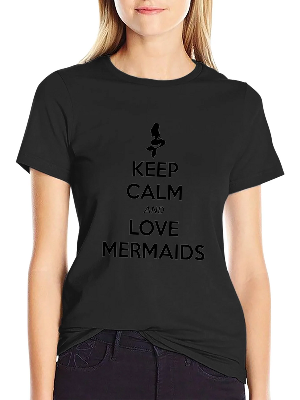 Keep Calm and Love Mermaids Black Graphic Tee product image 2