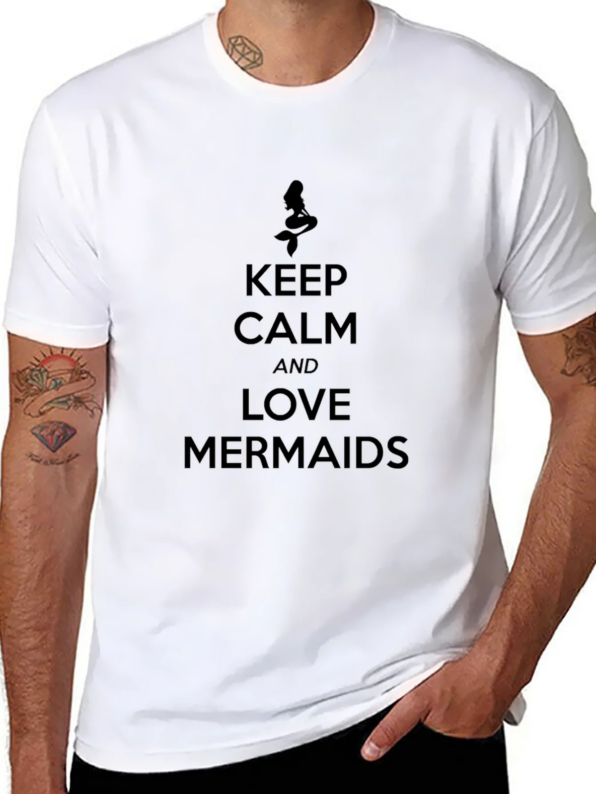 Keep Calm and Love Mermaids Black Graphic Tee product image 7