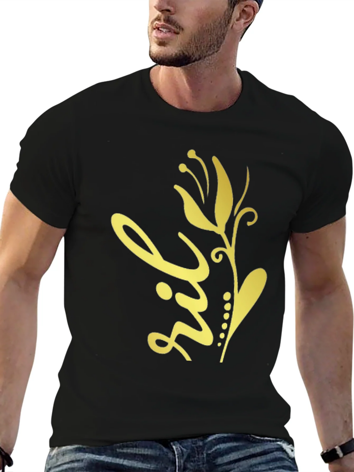 Floral Design Black T-Shirt product image 6