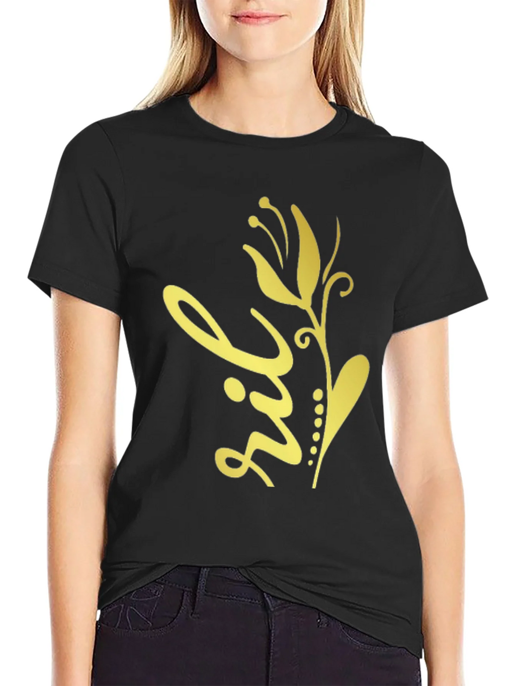 Floral Design Black T-Shirt product image 2