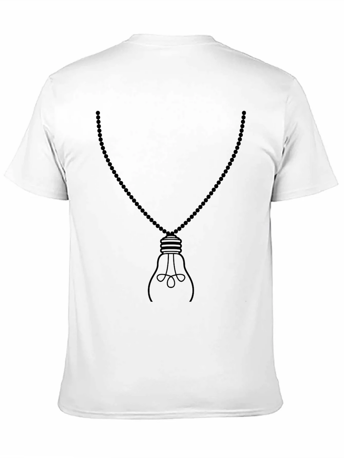 Mens Black Light Bulb Necklace Graphic Tee