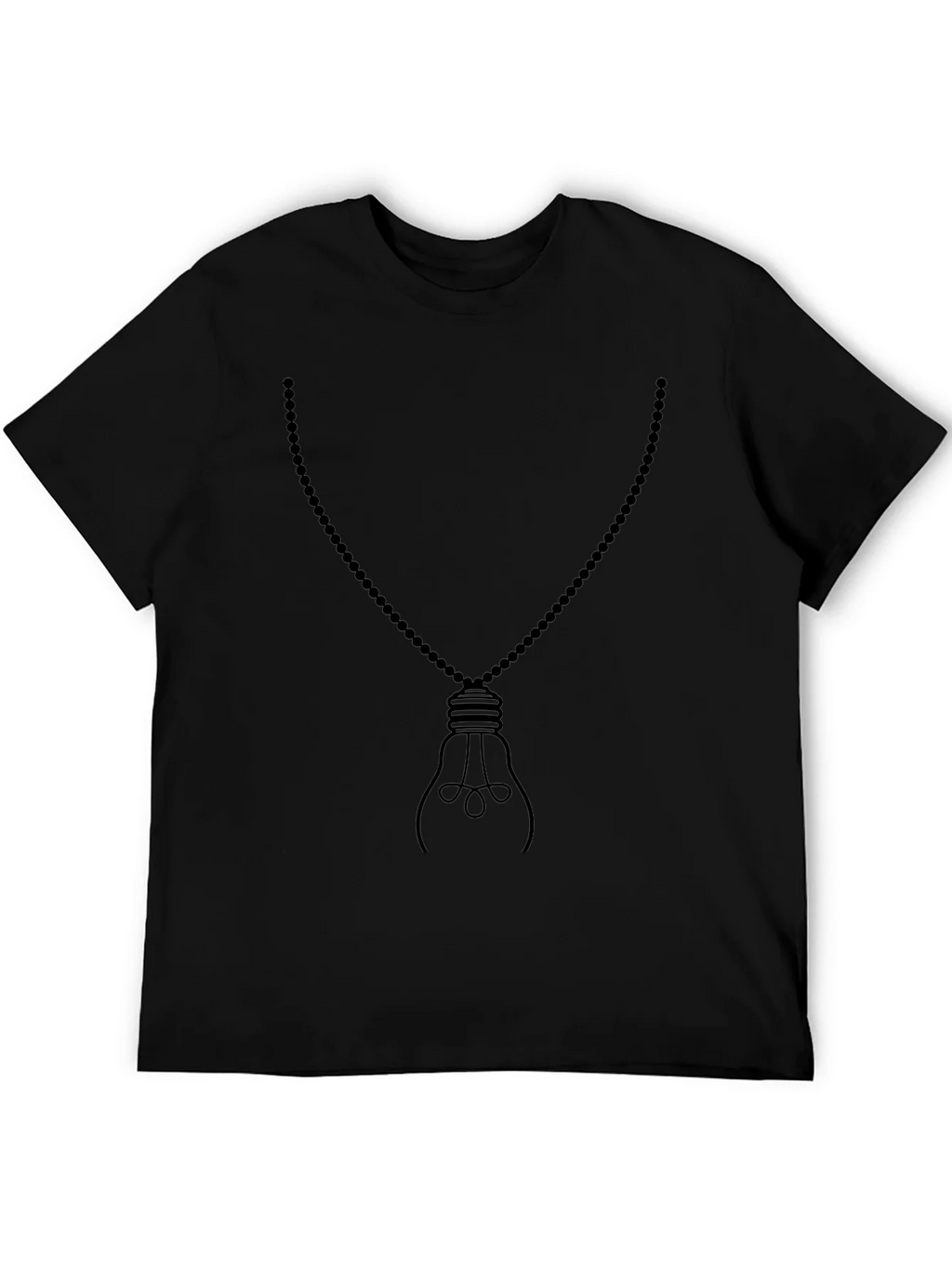 Mens Black Light Bulb Necklace Graphic Tee