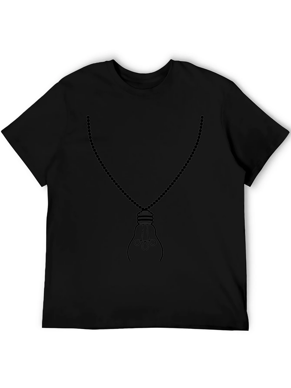 Mens Black Light Bulb Necklace Graphic Tee