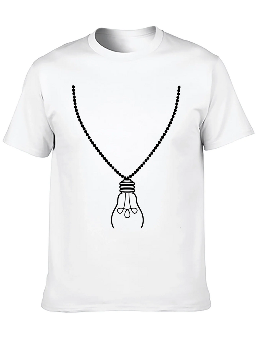 Mens Black Light Bulb Necklace Graphic Tee