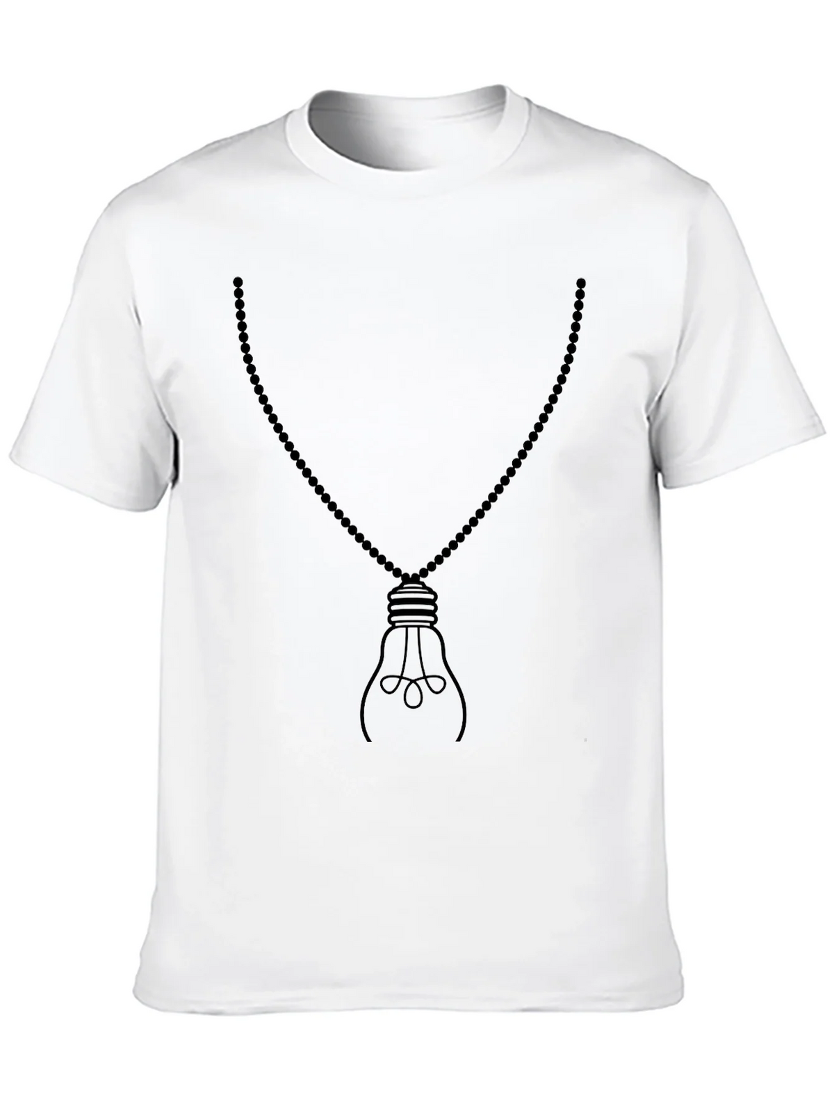 Mens Black Light Bulb Necklace Graphic Tee