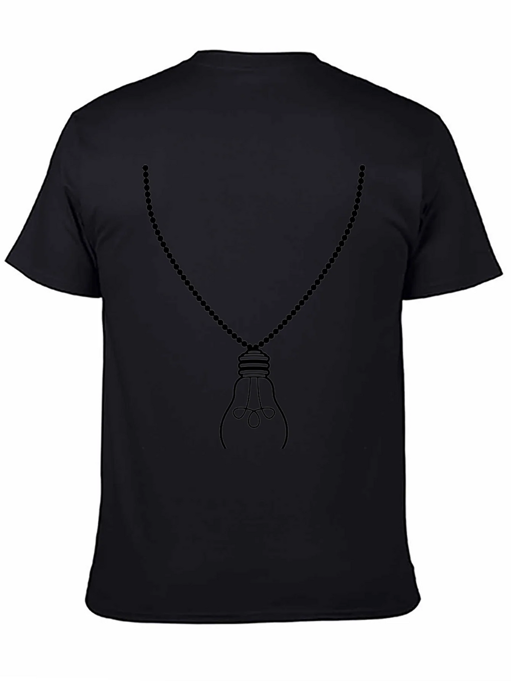 Mens Black Light Bulb Necklace Graphic Tee