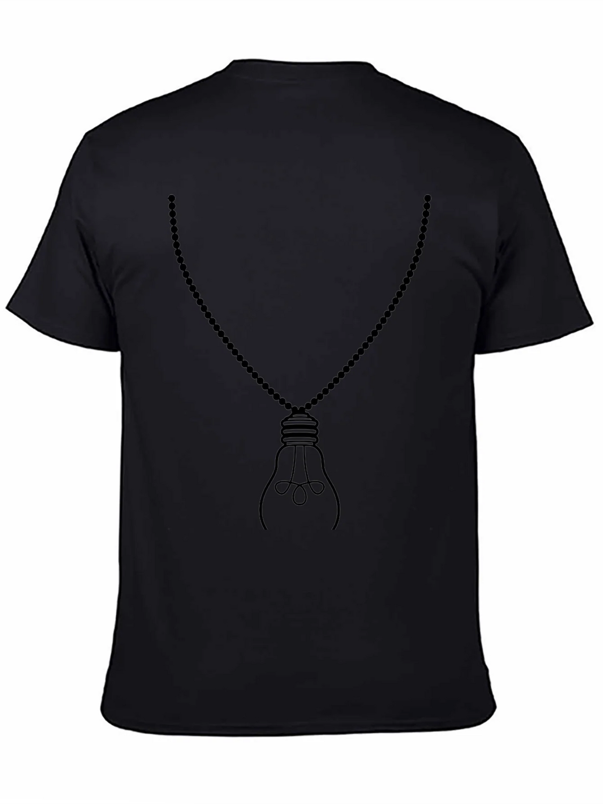 Mens Black Light Bulb Necklace Graphic Tee