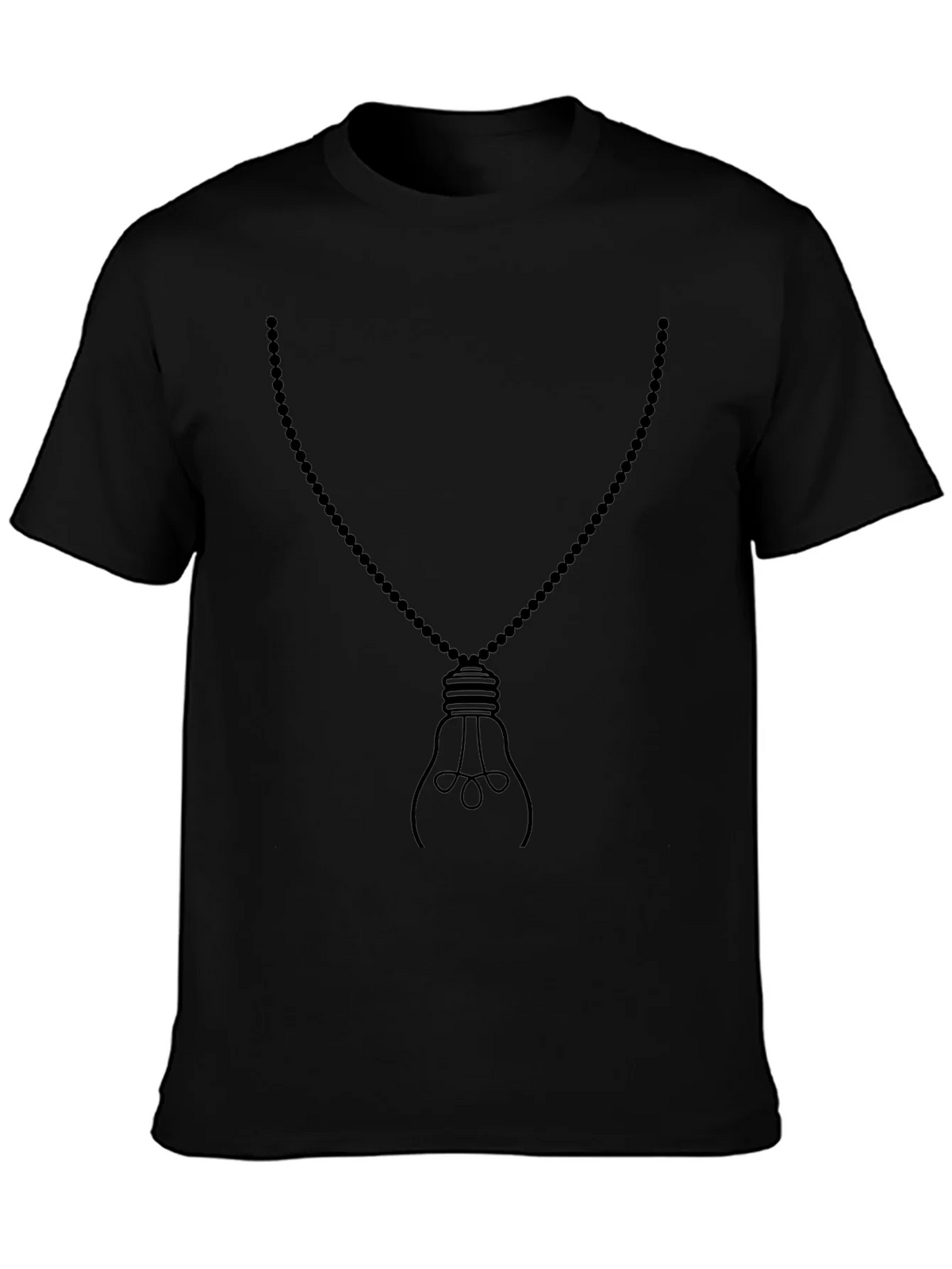 Mens Black Light Bulb Necklace Graphic Tee