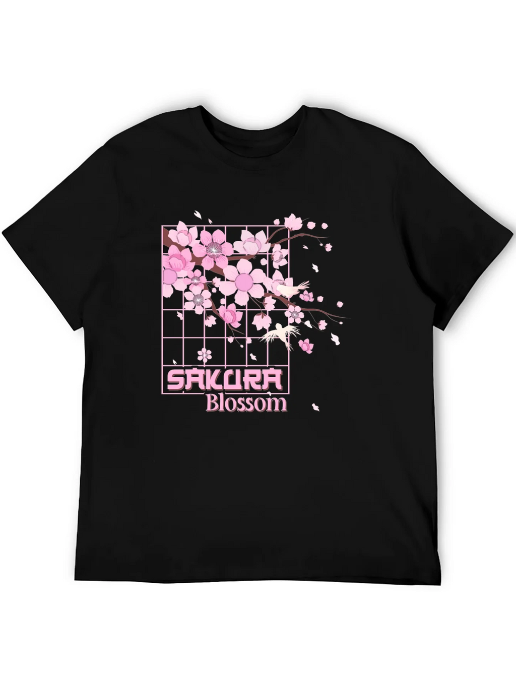 Sakura Blossom Graphic Tee - Black Cotton T-Shirt product image 4