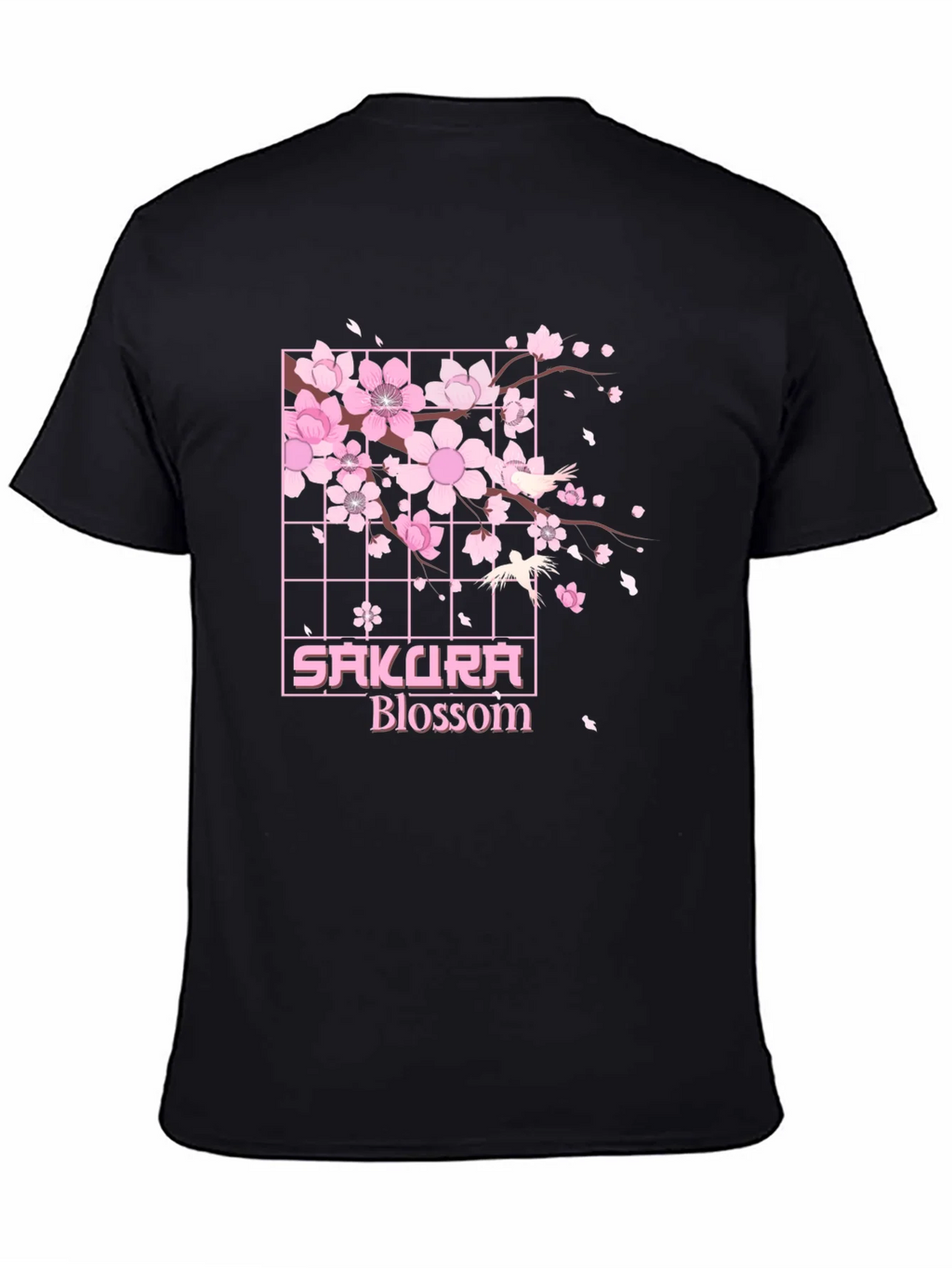 Sakura Blossom Graphic Tee - Black Cotton T-Shirt product image 3