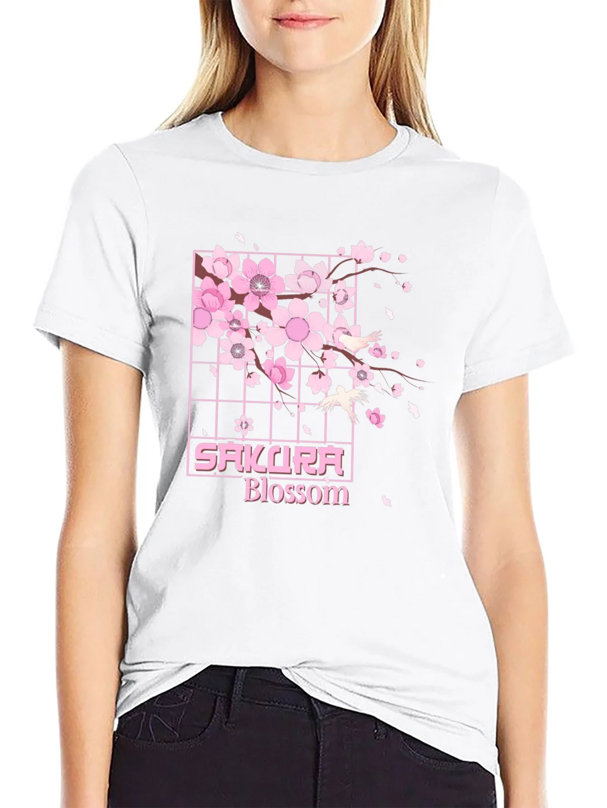 Sakura Blossom Graphic Tee - Black Cotton T-Shirt product image 7