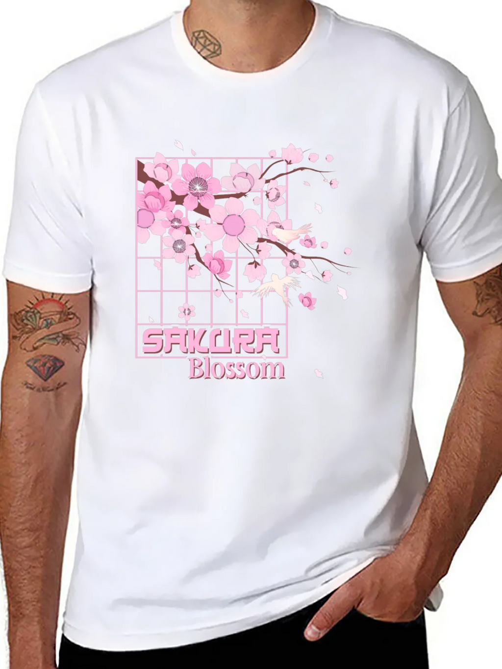 Sakura Blossom Graphic Tee - Black Cotton T-Shirt product image 6