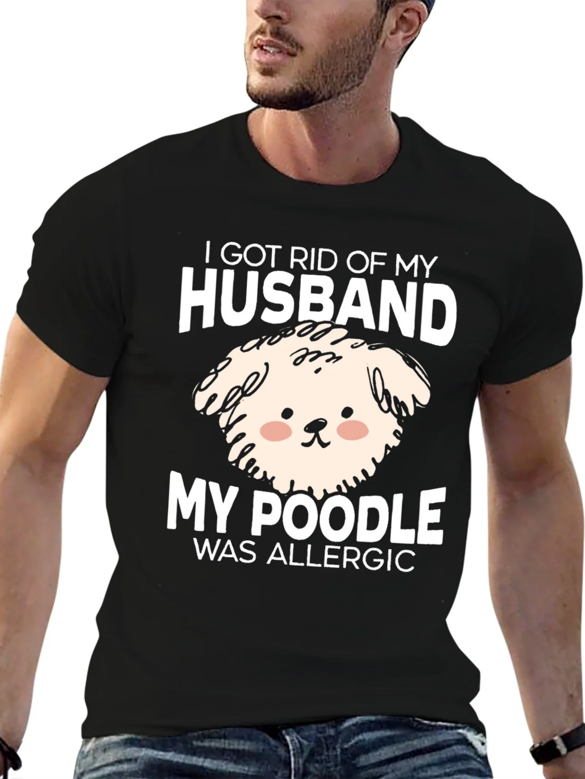 Husband Poodle Allergy Novelty Graphic Tee product image 6