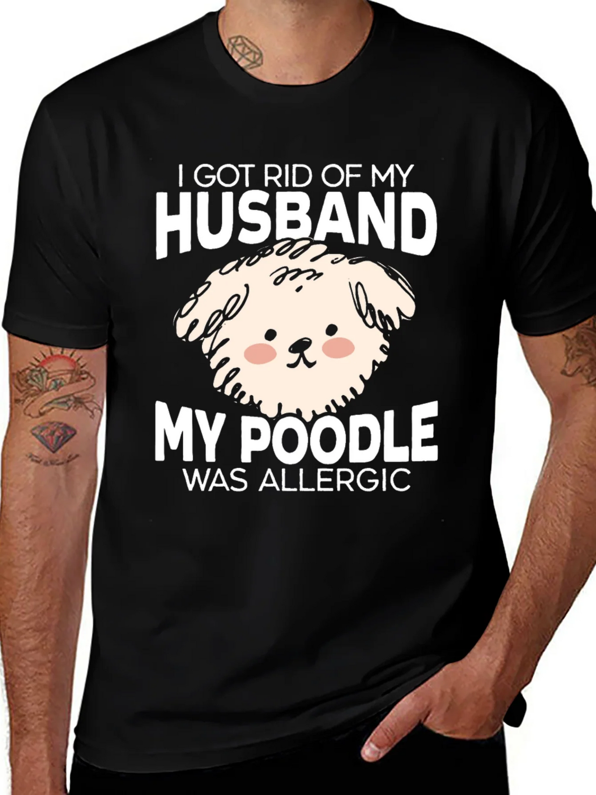 Husband Poodle Allergy Novelty Graphic Tee product image 1