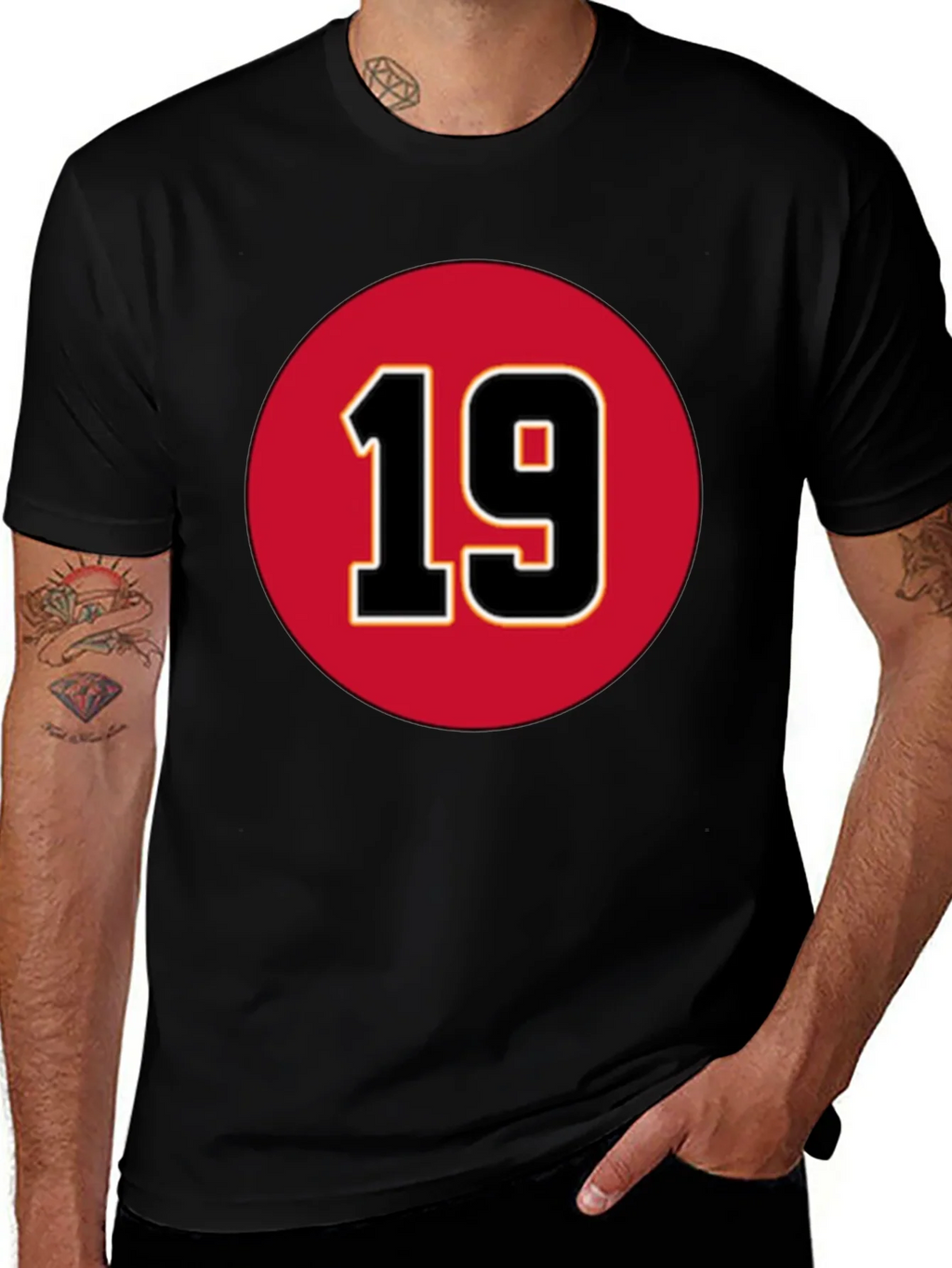 Number 19 Graphic T-Shirt - Bold Red and Black Design product image 1