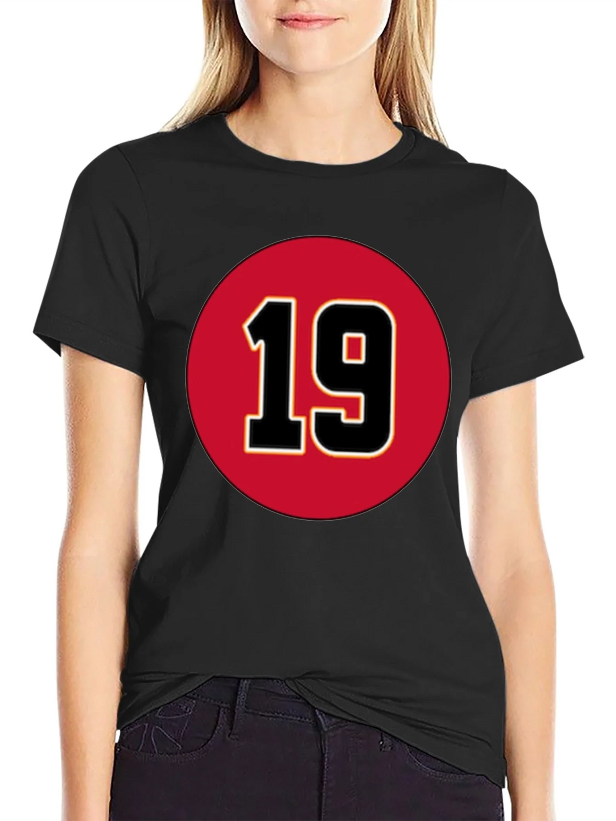 Number 19 Graphic T-Shirt - Bold Red and Black Design product image 2