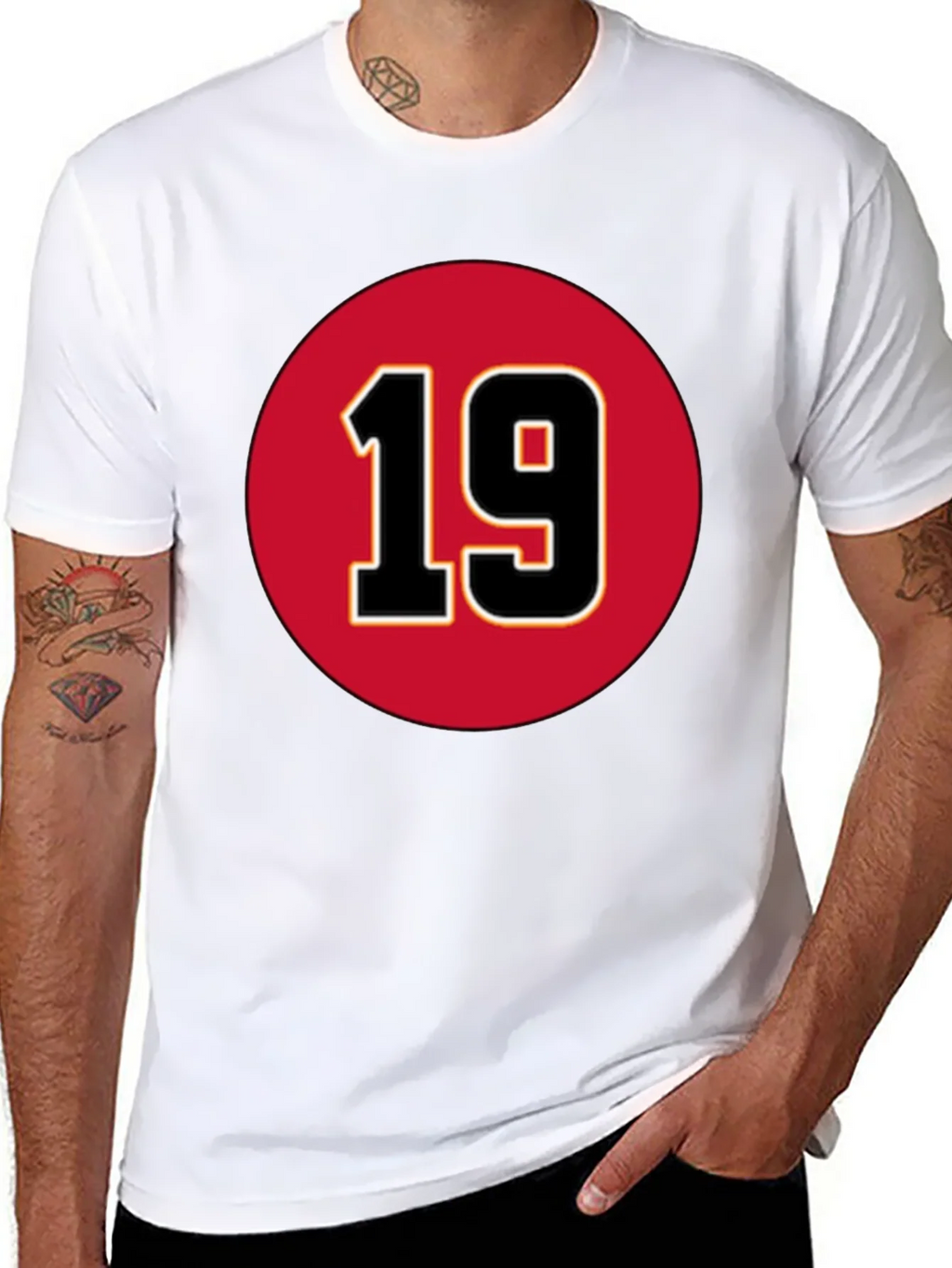 Number 19 Graphic T-Shirt - Bold Red and Black Design product image 5