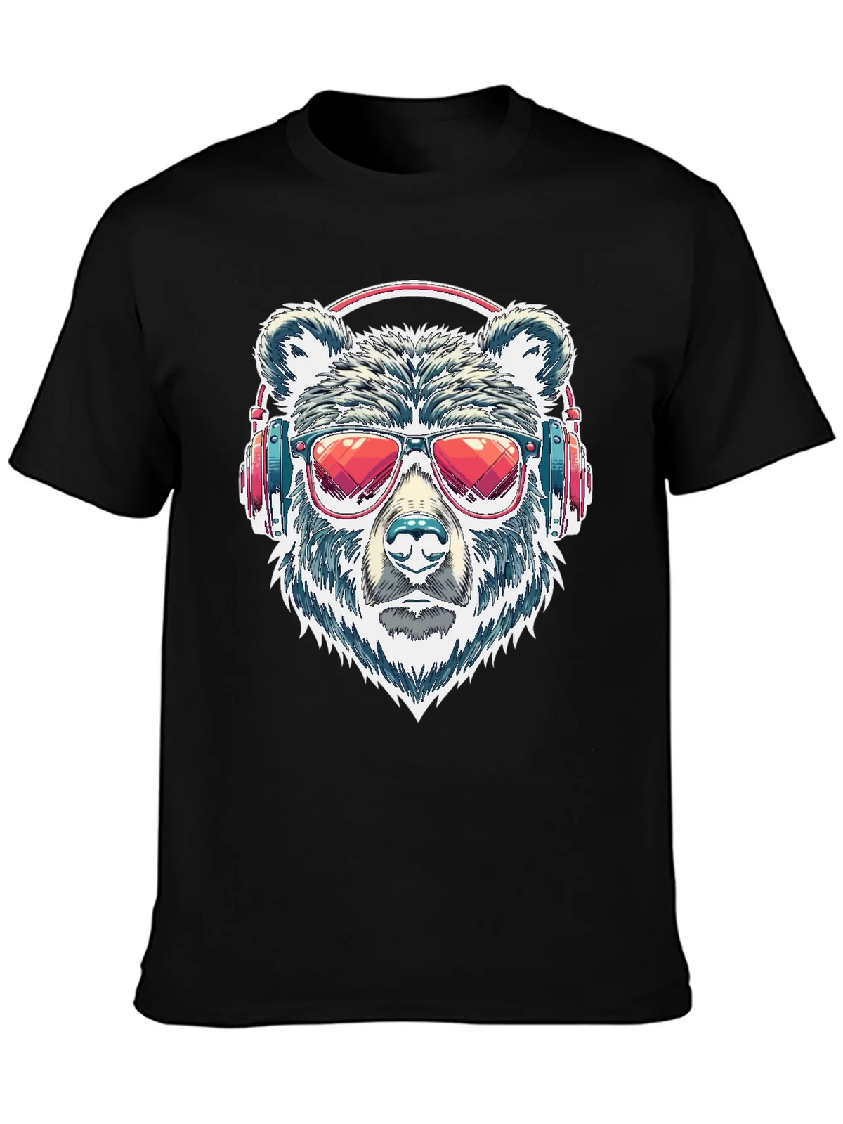 Cool Bear with Headphones Graphic T-Shirt product image 3