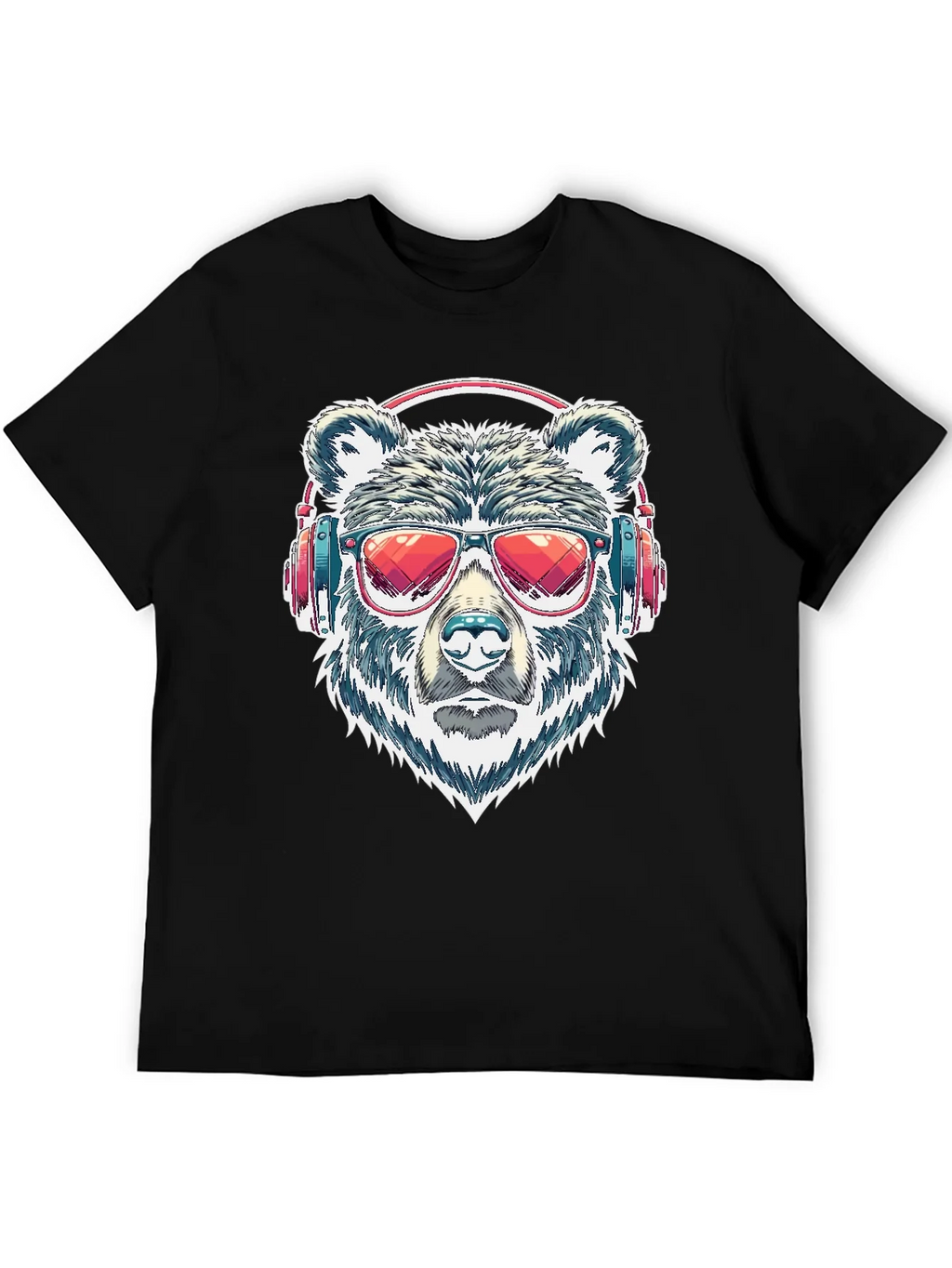 Cool Bear with Headphones Graphic T-Shirt product image 5