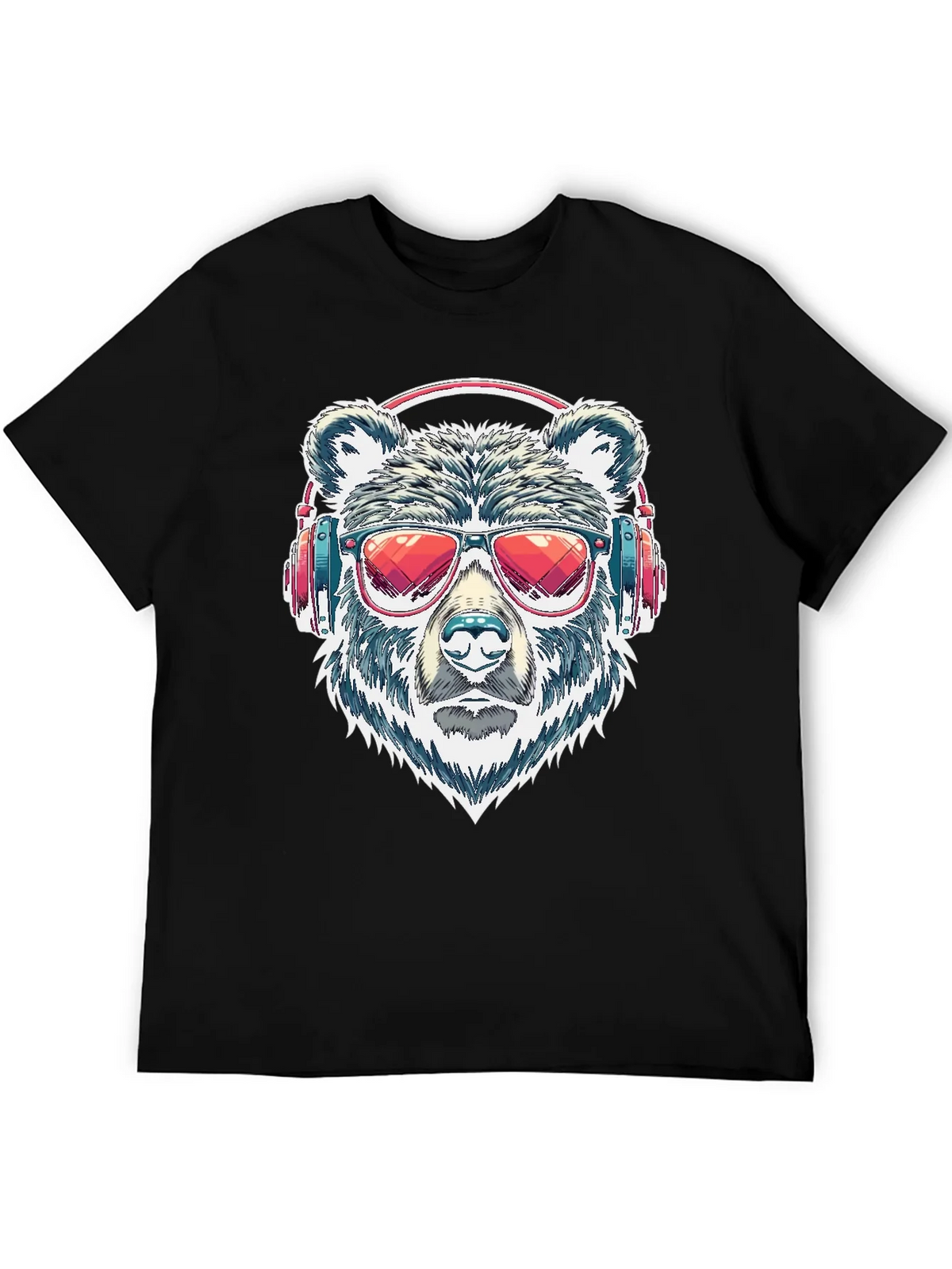 Cool Bear with Headphones Graphic T-Shirt product image 5