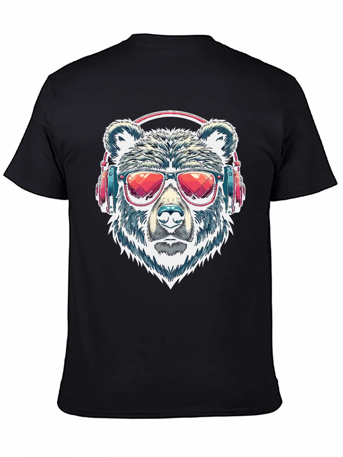 Cool Bear with Headphones Graphic T-Shirt product image 4