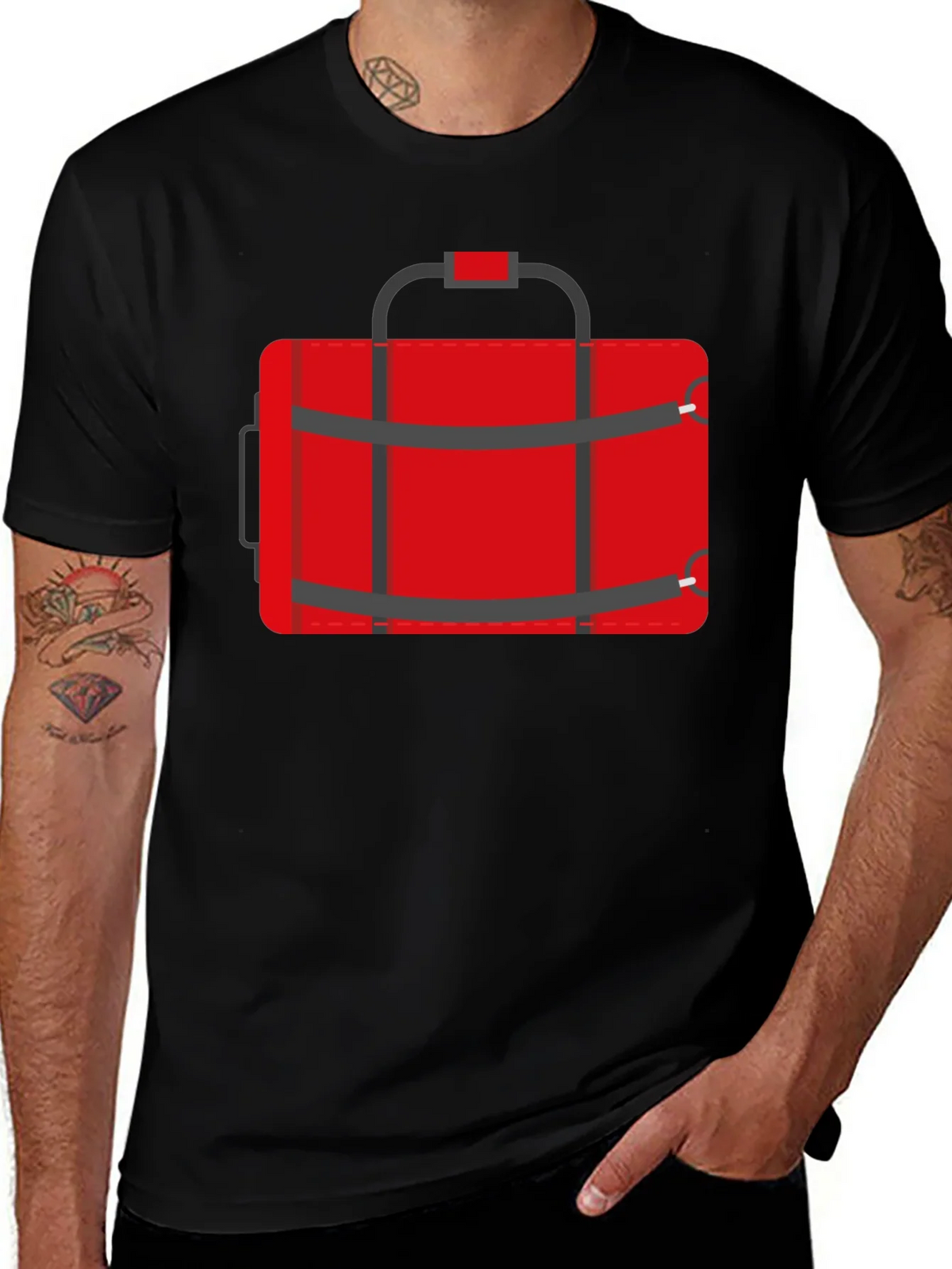 Red Duffle Bag Graphic T-Shirt - Casual Style