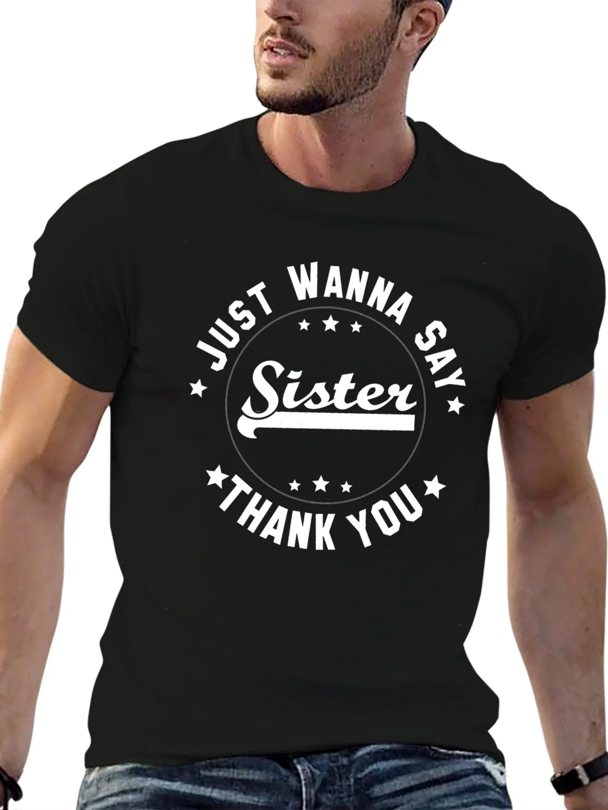 Sister Thank You Black Graphic Tee Shirt product image 6