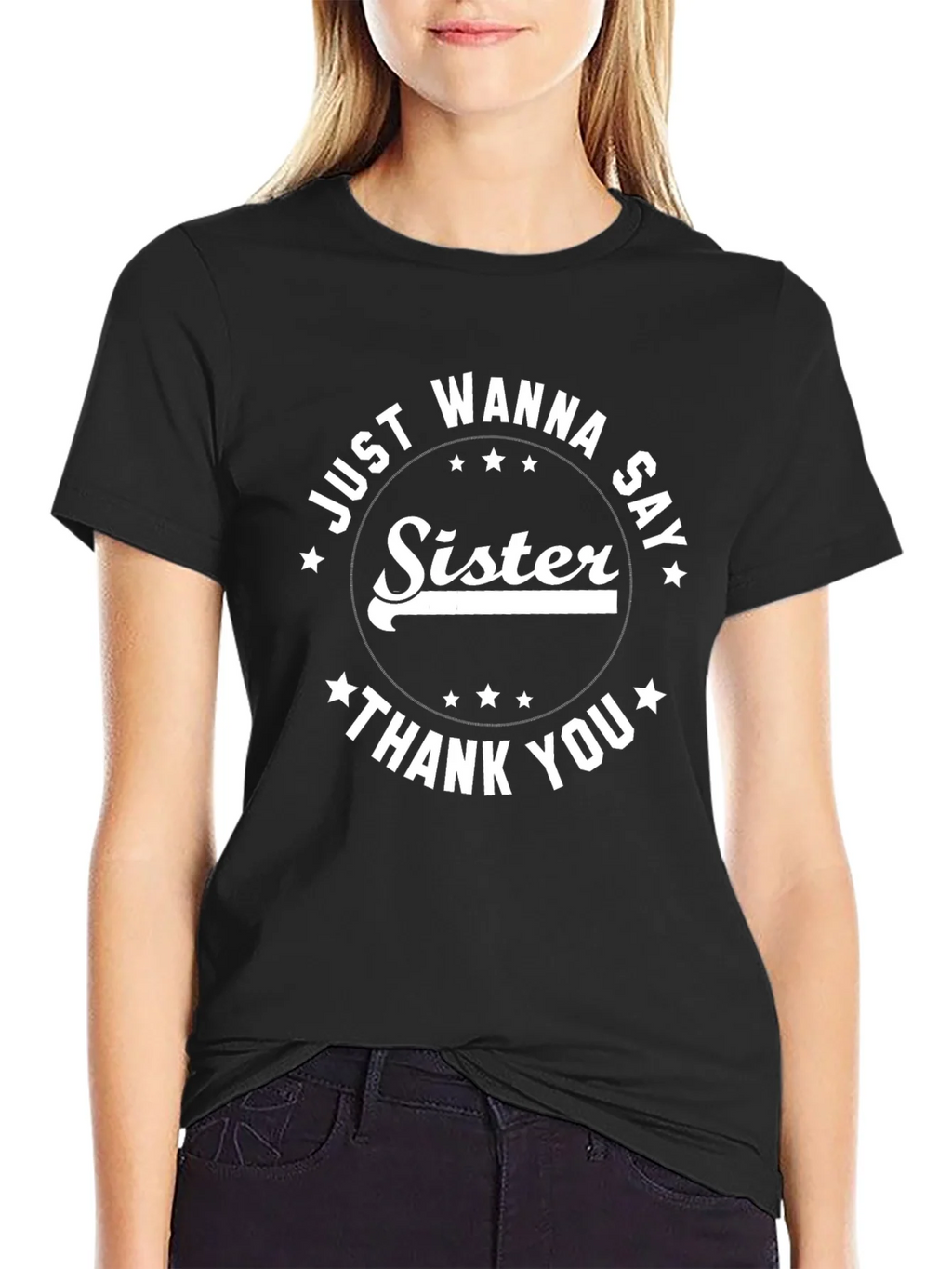 Sister Thank You Black Graphic Tee Shirt product image 2