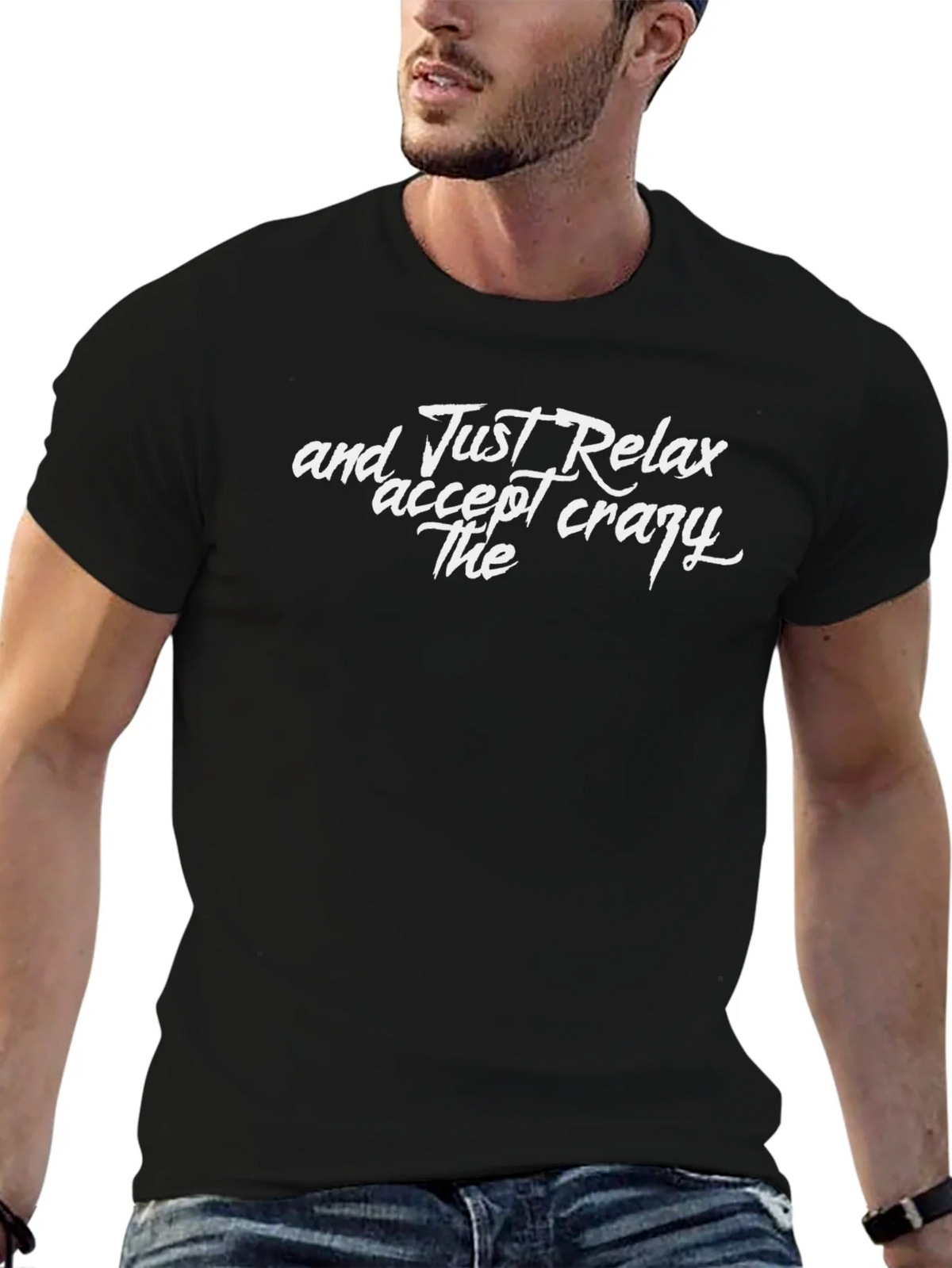 Relax Slogan Black T-Shirt product image 6