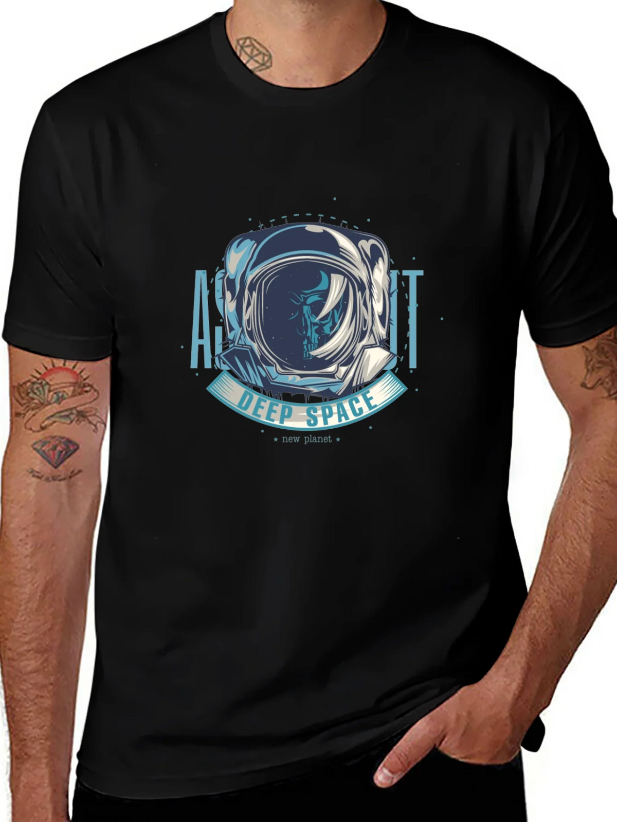 Astronaut Deep Space Graphic T-Shirt - Black product image 1