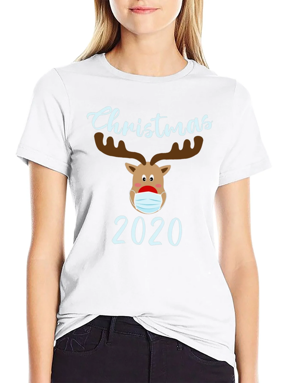 Christmas 2020 Masked Reindeer Graphic T-Shirt product image 8