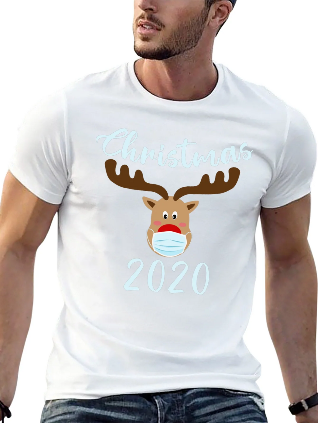 Christmas 2020 Masked Reindeer Graphic T-Shirt product image 12
