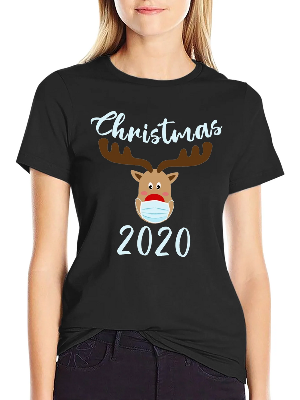 Christmas 2020 Masked Reindeer Graphic T-Shirt product image 2