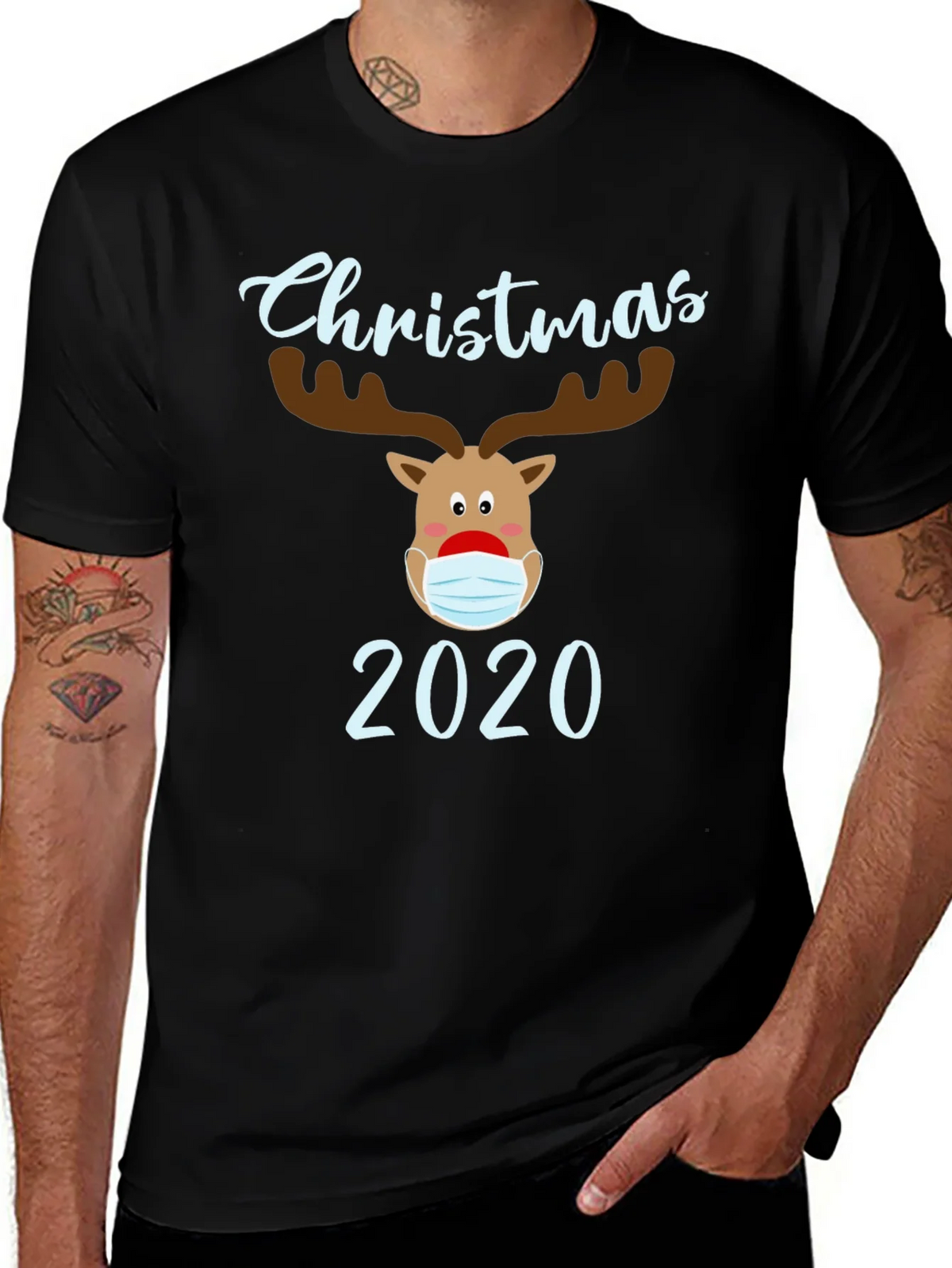 Christmas 2020 Masked Reindeer Graphic T-Shirt product image 1