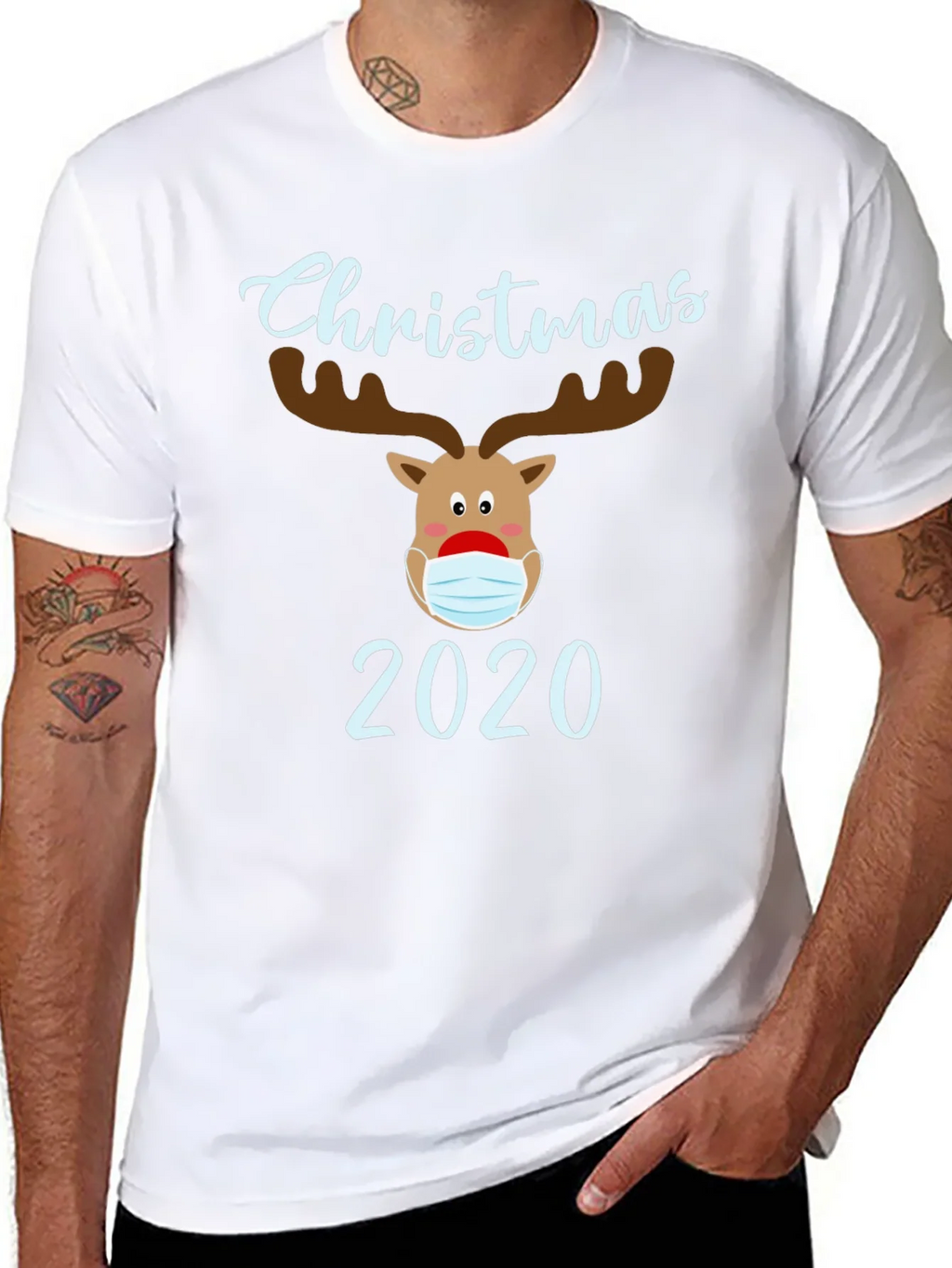 Christmas 2020 Masked Reindeer Graphic T-Shirt product image 7