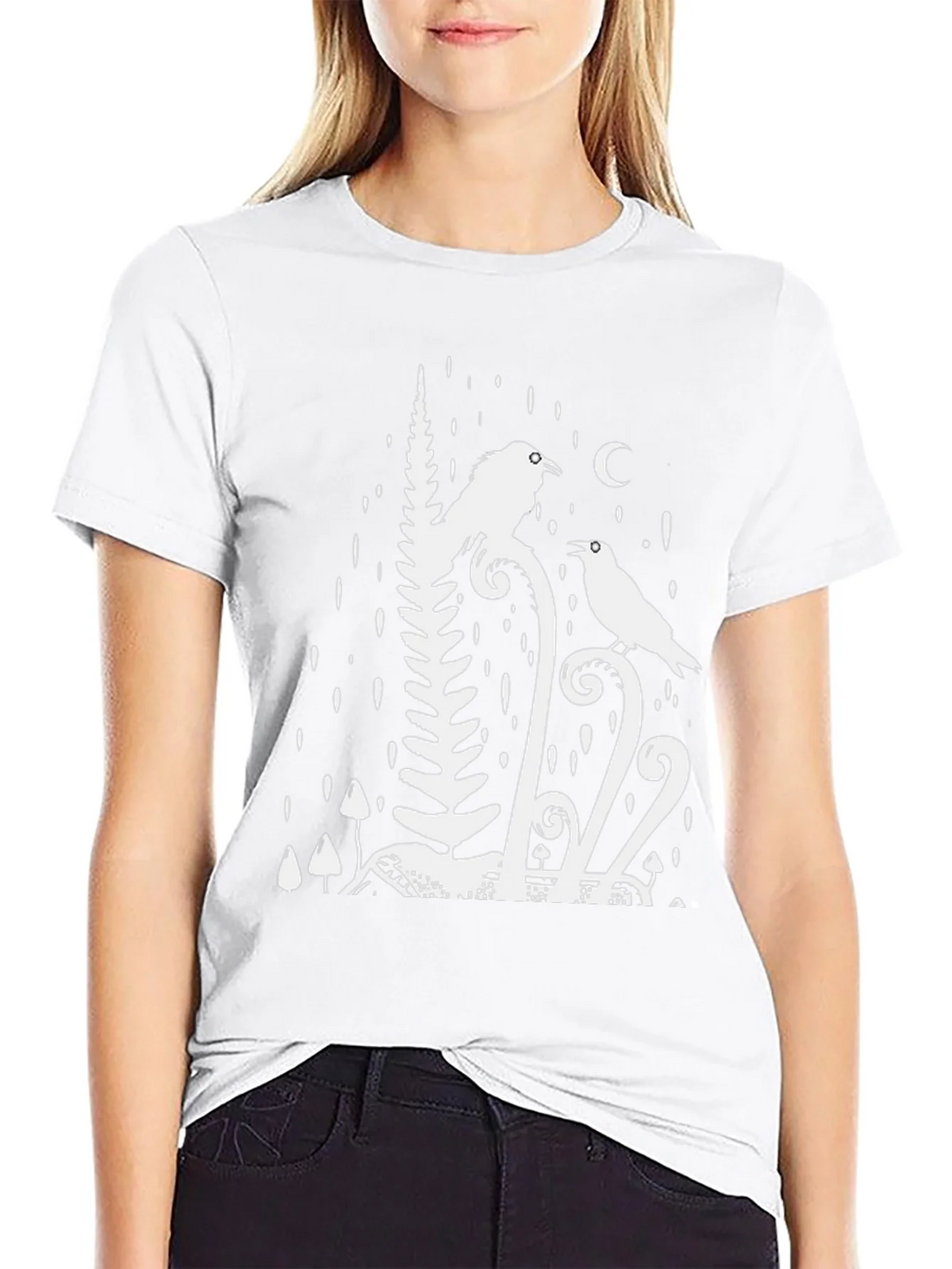Raven & Moon Graphic Tee - Black Cotton T-Shirt product image 8