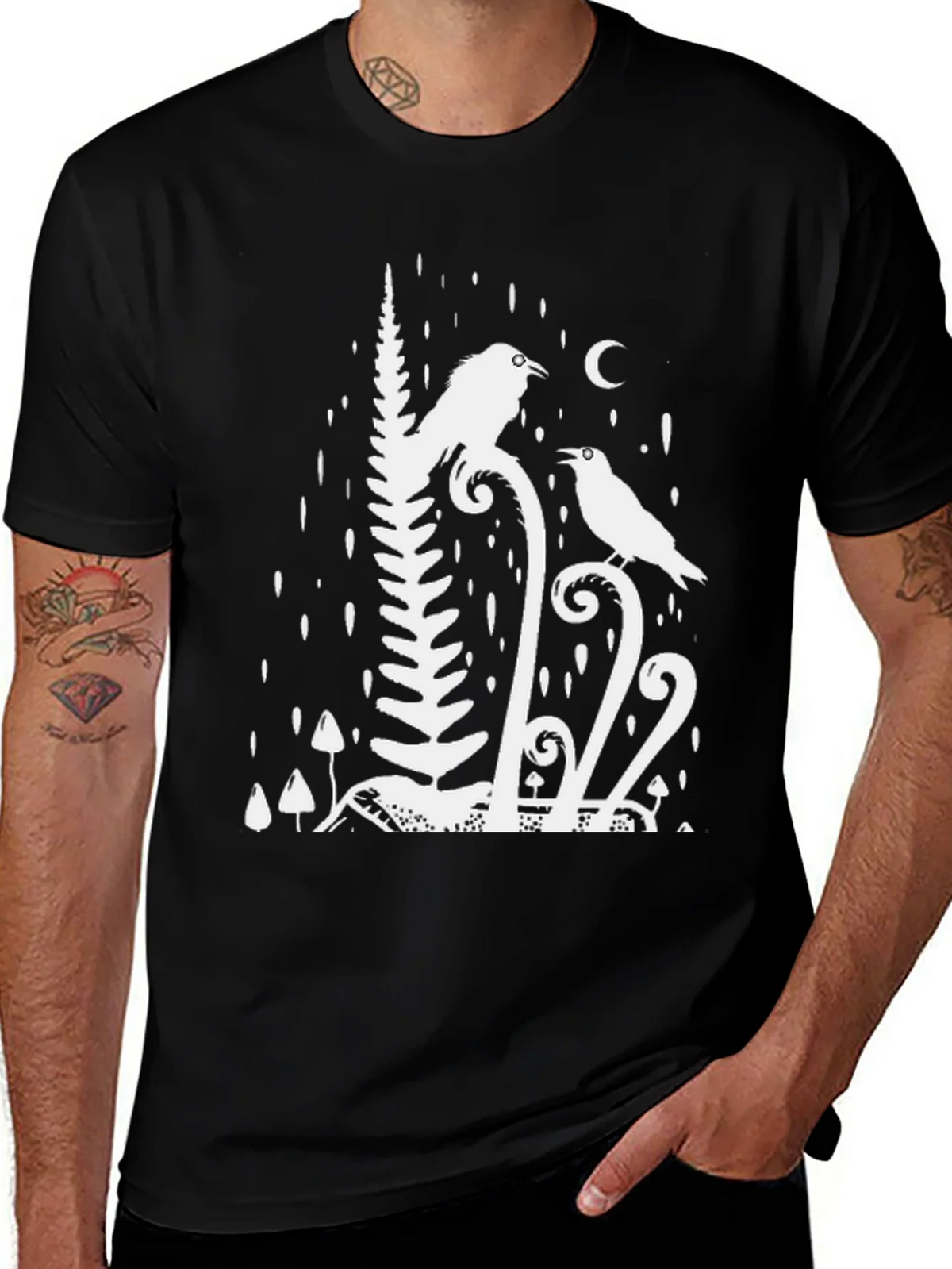 Raven & Moon Graphic Tee - Black Cotton T-Shirt product image 1