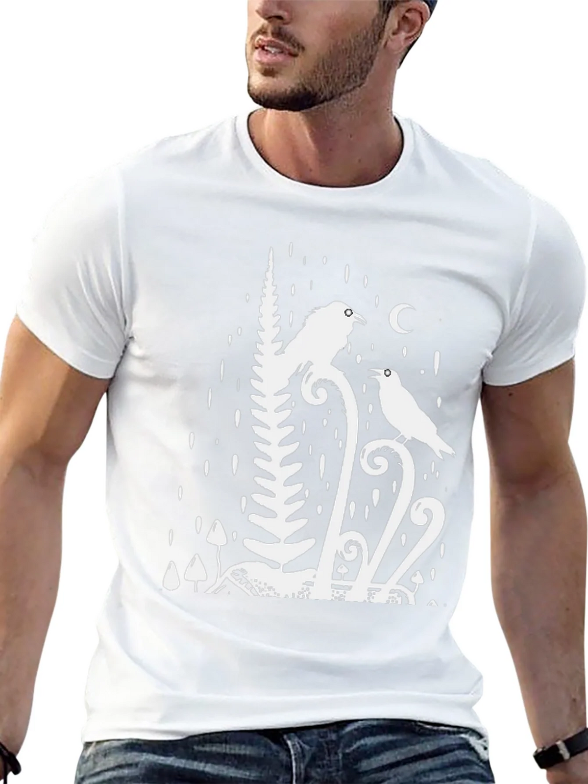 Raven & Moon Graphic Tee - Black Cotton T-Shirt product image 12