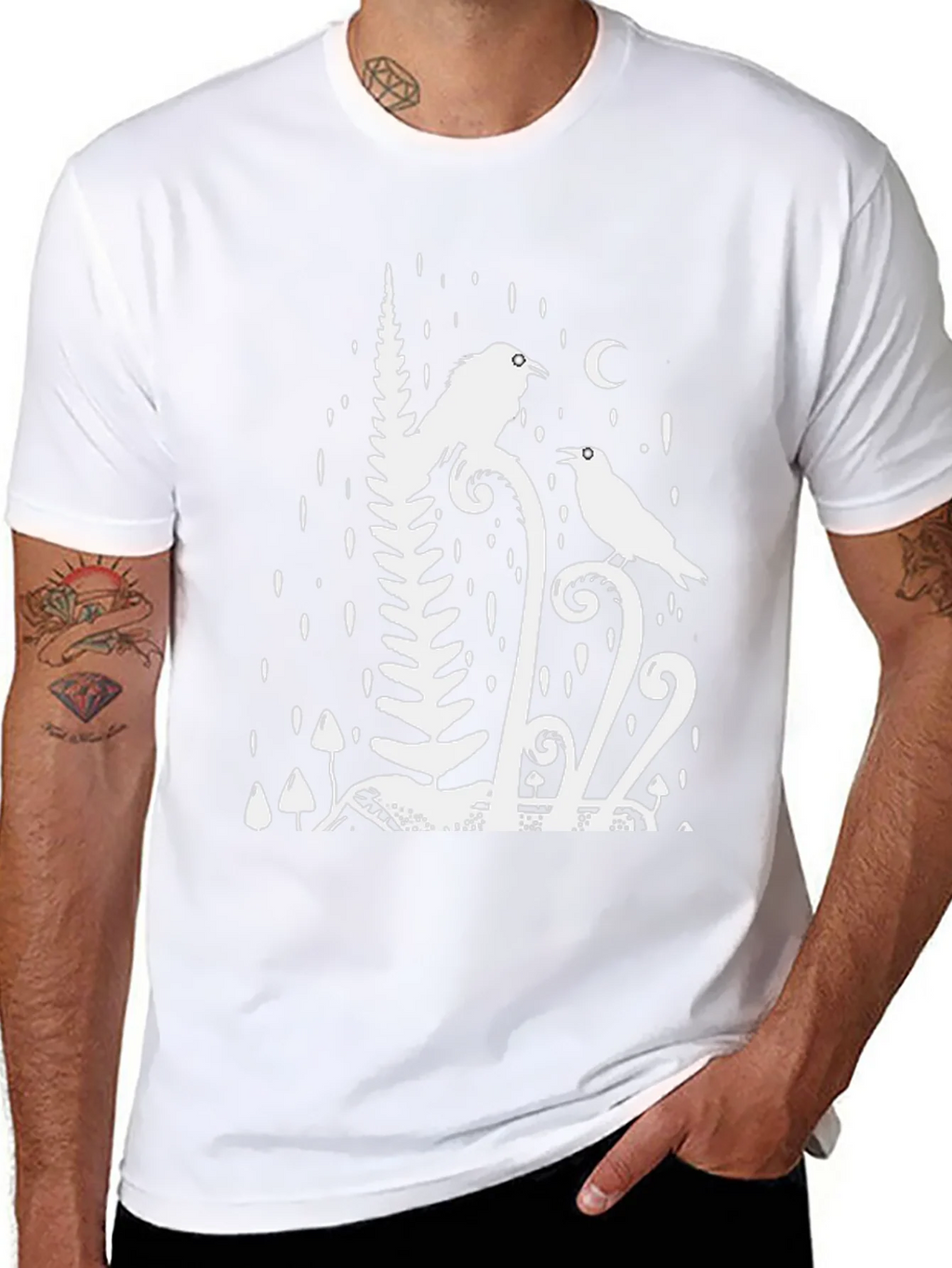Raven & Moon Graphic Tee - Black Cotton T-Shirt product image 7