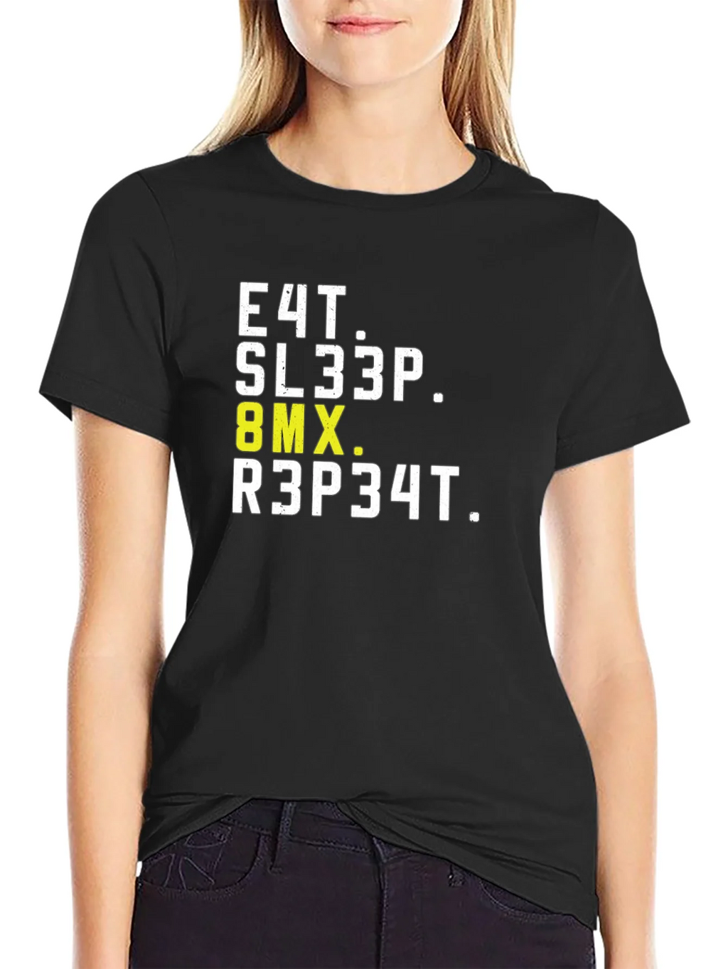 Eat Sleep BMX Repeat Black Graphic T-Shirt product image 2