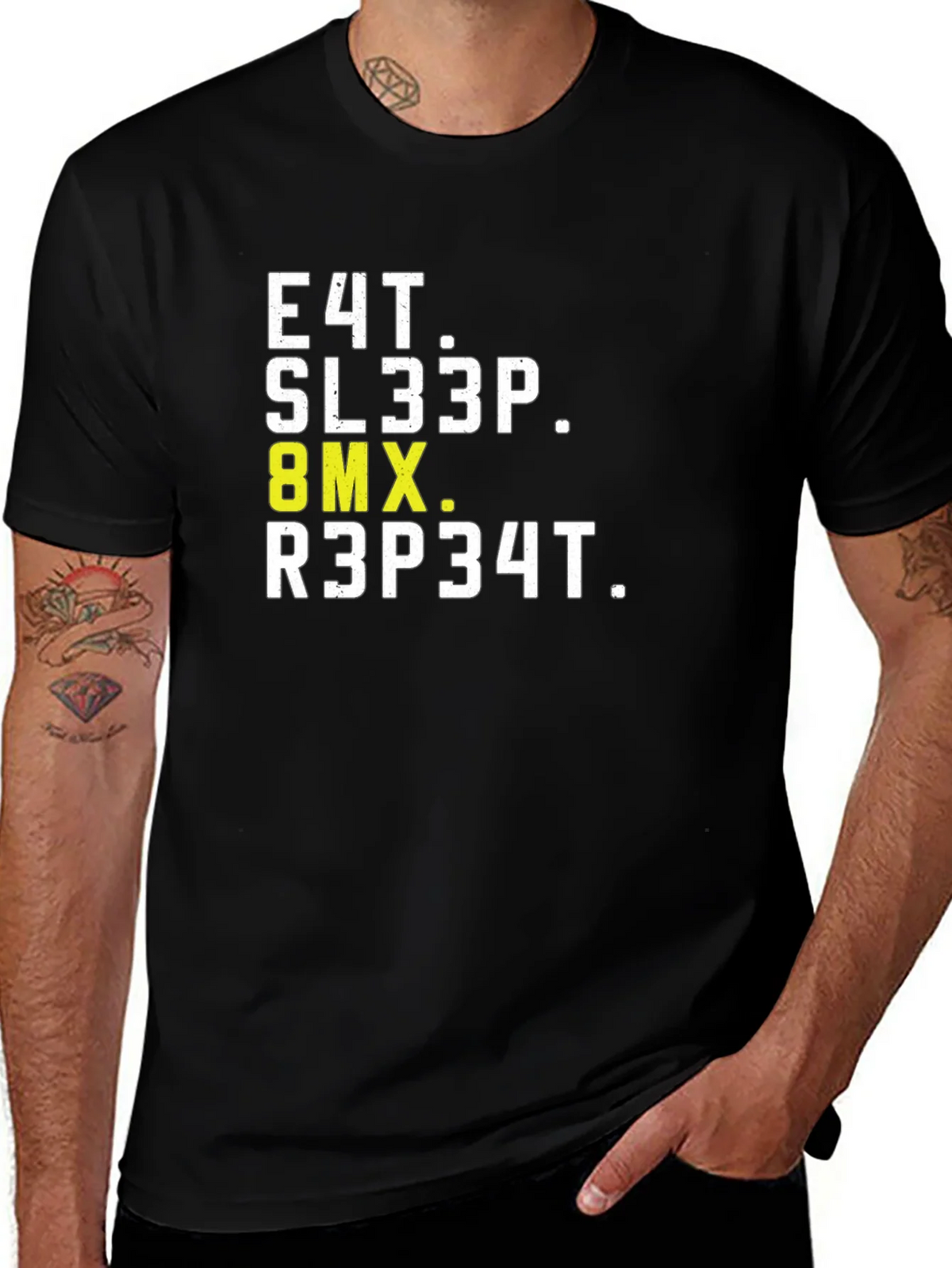 Eat Sleep BMX Repeat Black Graphic T-Shirt product image 1