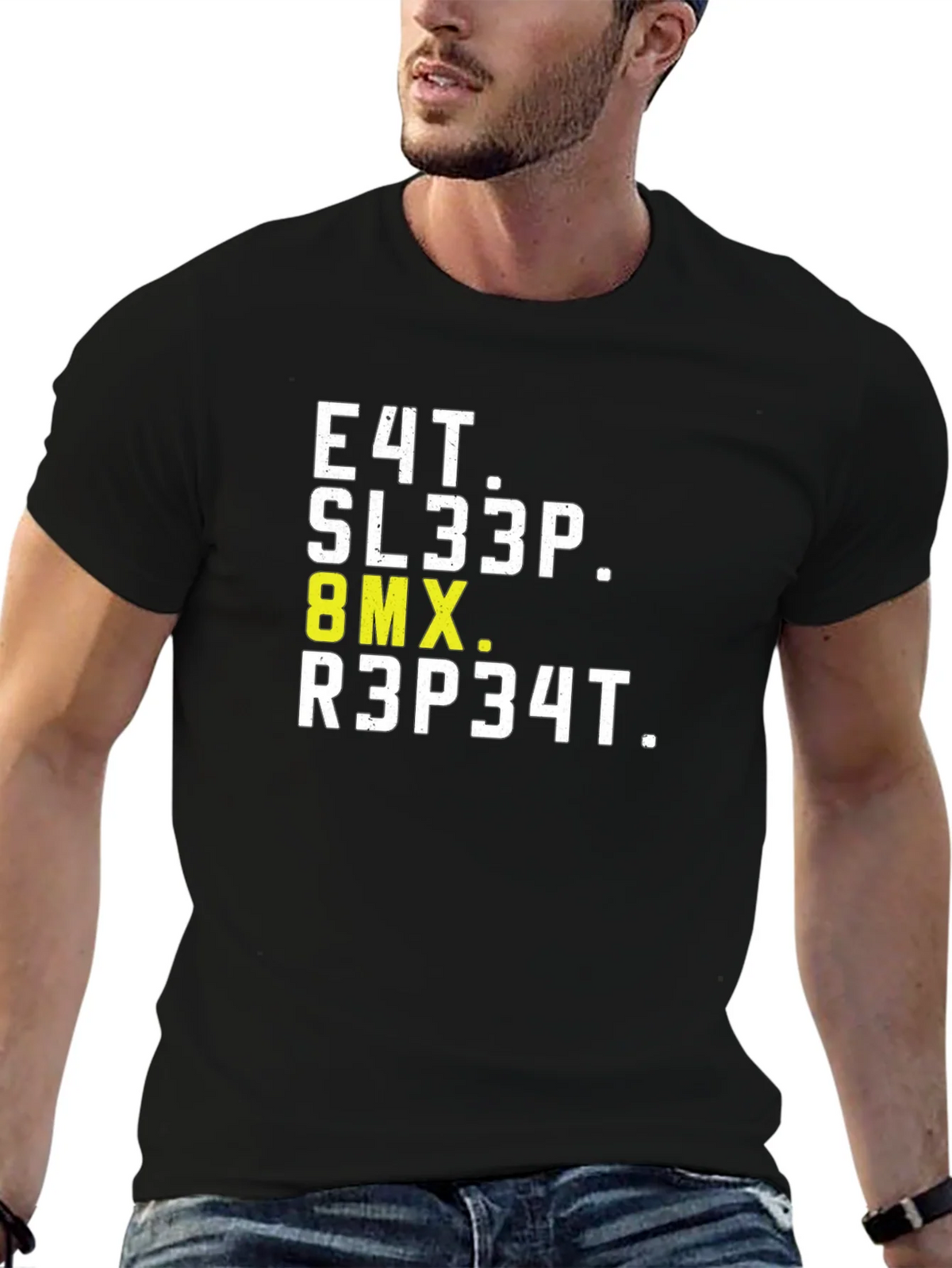 Eat Sleep BMX Repeat Black Graphic T-Shirt product image 5