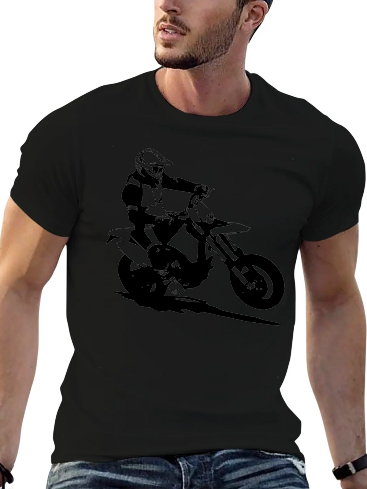 Black Motorcycle Rider Graphic Tee product image 5