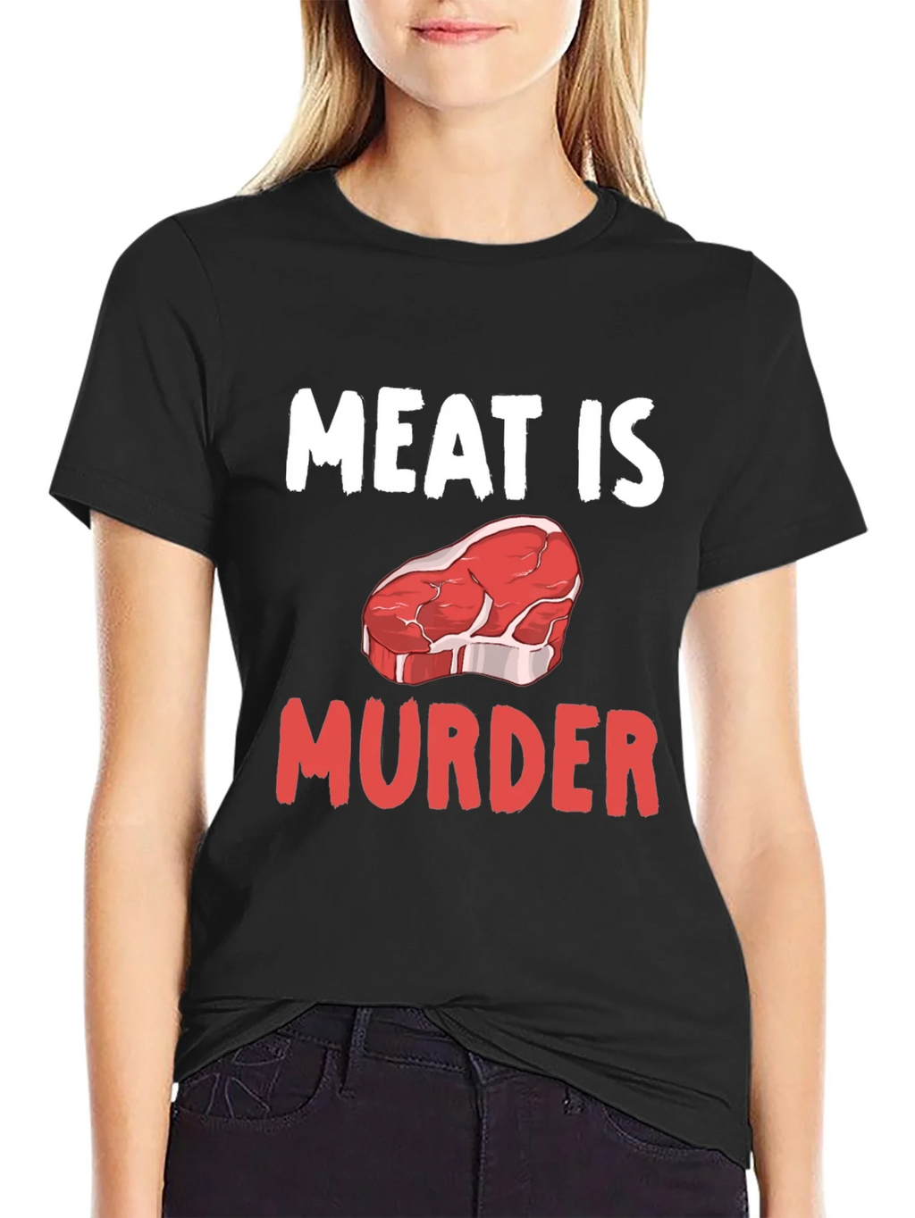 Meat is Murder Graphic T-Shirt - Vegan Protest Tee product image 2