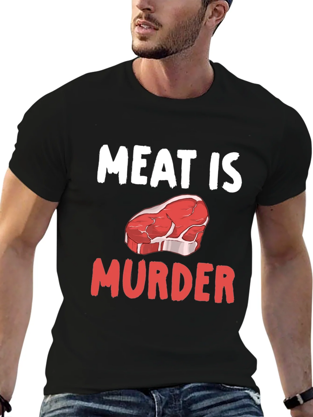 Meat is Murder Graphic T-Shirt - Vegan Protest Tee product image 6