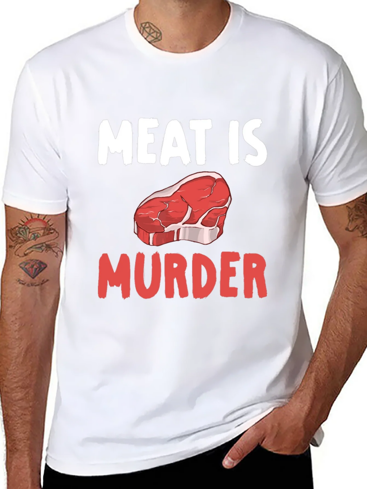 Meat is Murder Graphic T-Shirt - Vegan Protest Tee product image 7