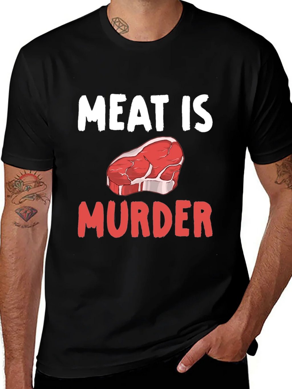 Meat is Murder Graphic T-Shirt - Vegan Protest Tee product image 1