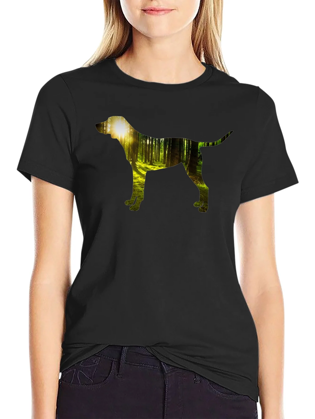 Dog Silhouette Forest Black Graphic Tee product image 2