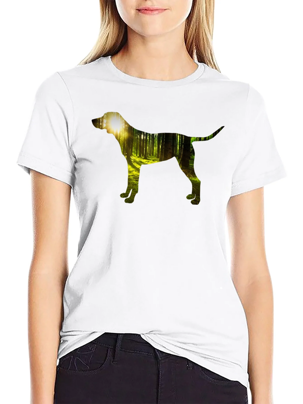 Dog Silhouette Forest Black Graphic Tee product image 6