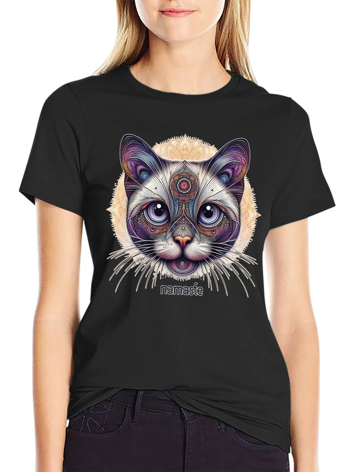 Namaste Cat T-Shirt - Meditative Feline Design product image 2